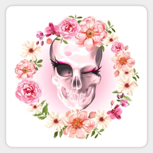 Flower Wreath Skull Sticker